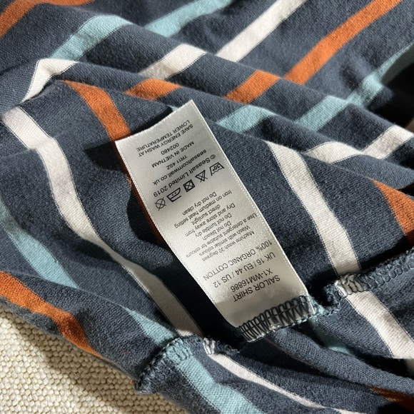 Organic Cotton Sailor Shirt Breton Midnight Sailor Stripes - Picture 7 of 9